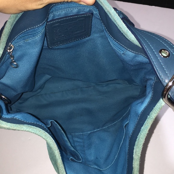 COACH teal suede w/deep teal leather w/accents - Picture 5 of 8